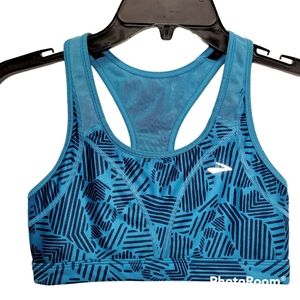 * Brooks small sports bra running racerback blue black pattern